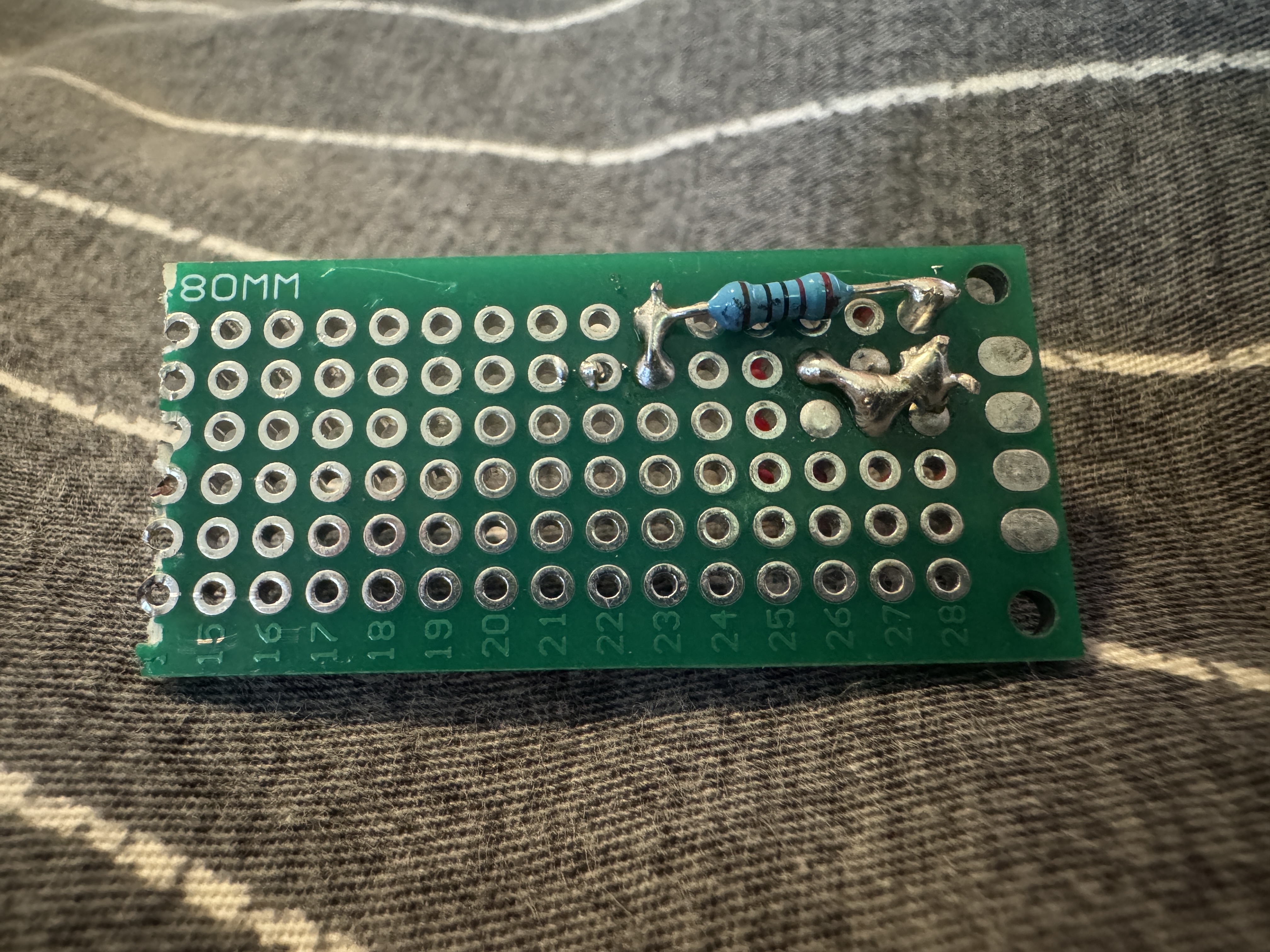Bottom photo of soldered circuit