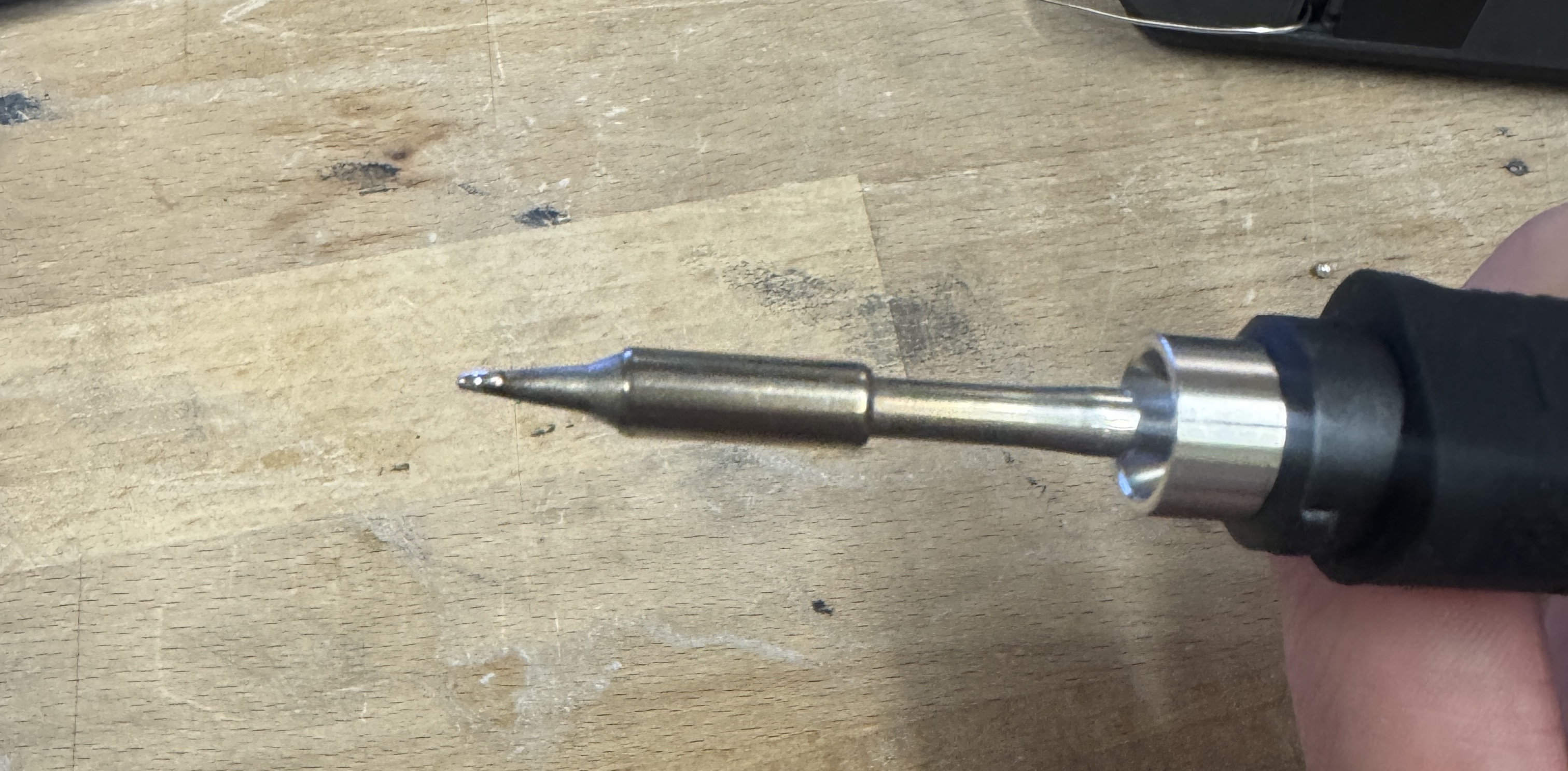 Photo of tinned soldering iron tip